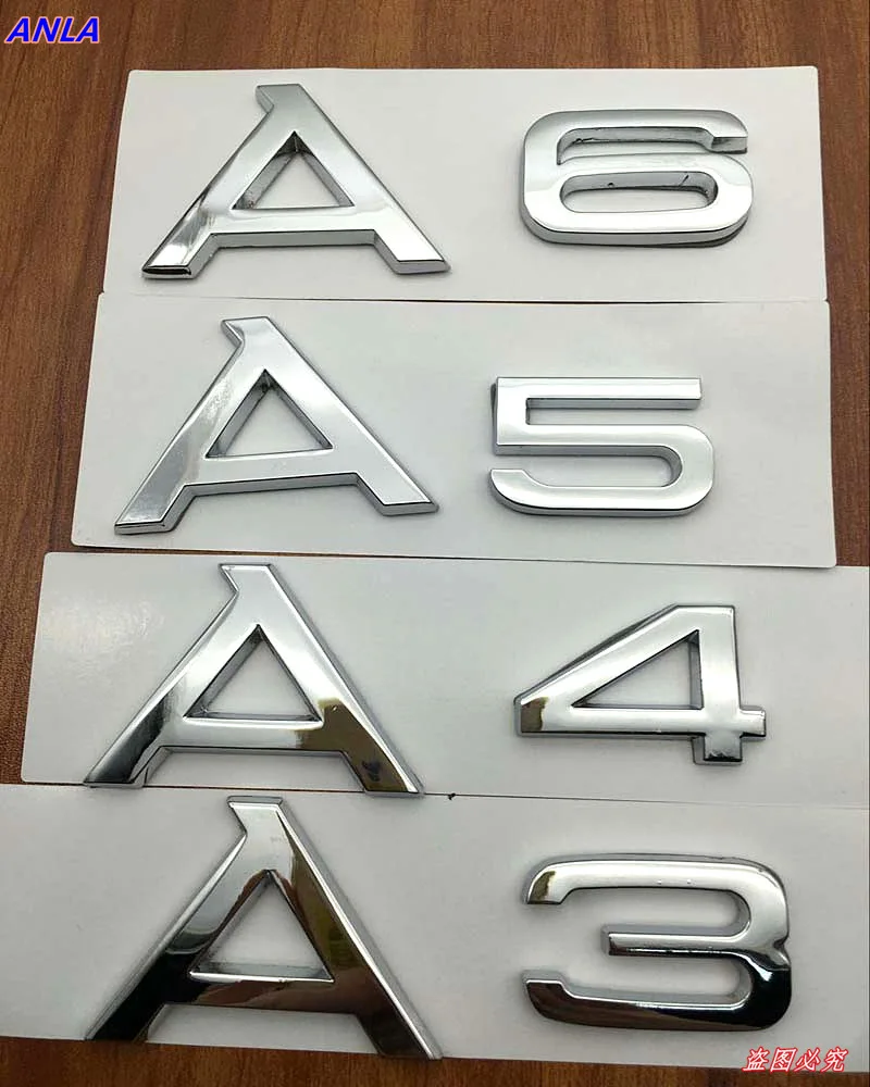 

1pcs 3D ABS aluminum car Model logo Trunk car sticker Badge car styling for Audi A3 A4 A5 A6 letter sticker Auto Accessories
