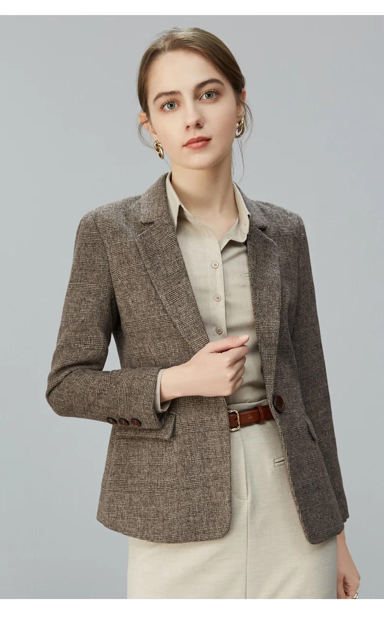 

Autumn Winter Casual Suit Women Slim Vintage Striped Lady Blazers Long Sleeve Formal Veste Femme Coat Female Clothing ED50XZ