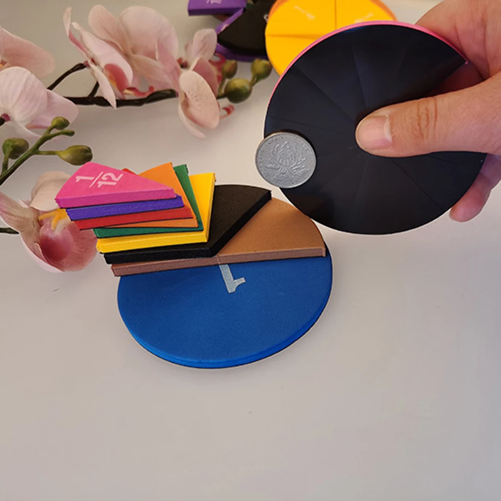 Magnetic Rainbow Fraction Tiles Circular Math Fractions Card Kids Mathematics Puzzle Game Education Teaching Demonstration 
