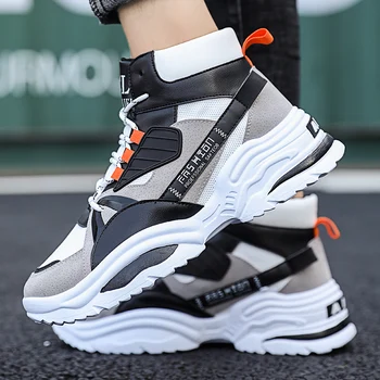 

2019 High Quality Autumn and Winter New Tooling Boots Fashion British Style Casual Men's Leather Boots waterproof High Top