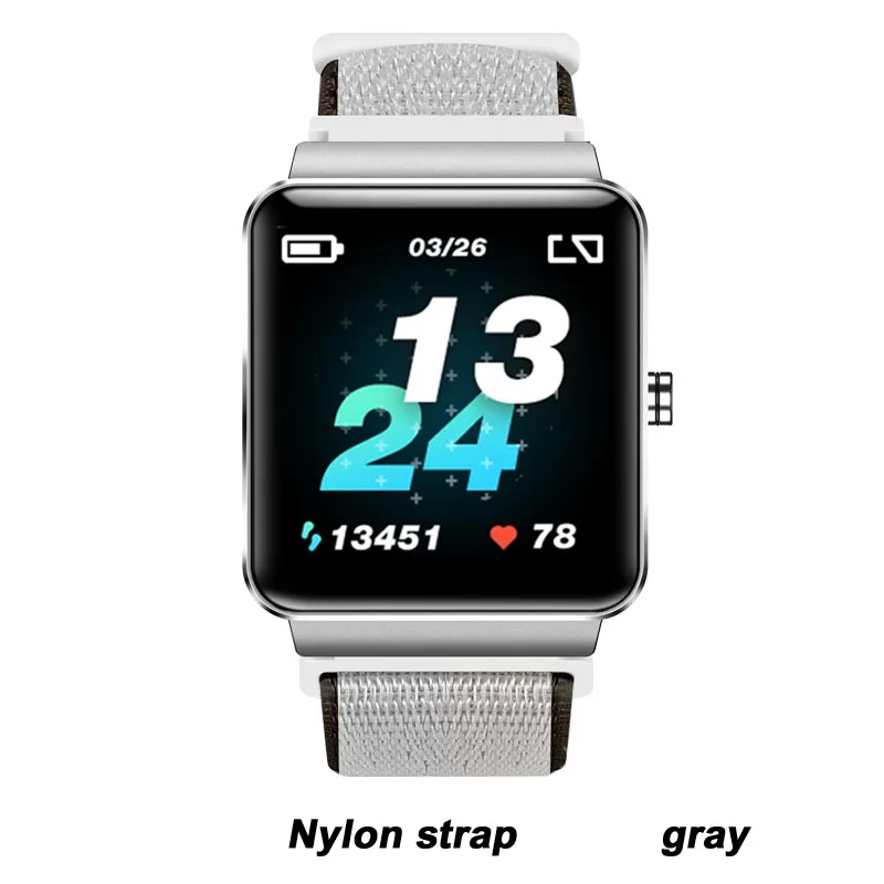 nylon gray Greentiger H10 Смарт-часы Для мужчин сердечного ритма крови Давление Смарт-часы с мониторингом IP67 Водонепроницаемый браслет Фитнес фитнес-трекер - Цвет: nylon gray