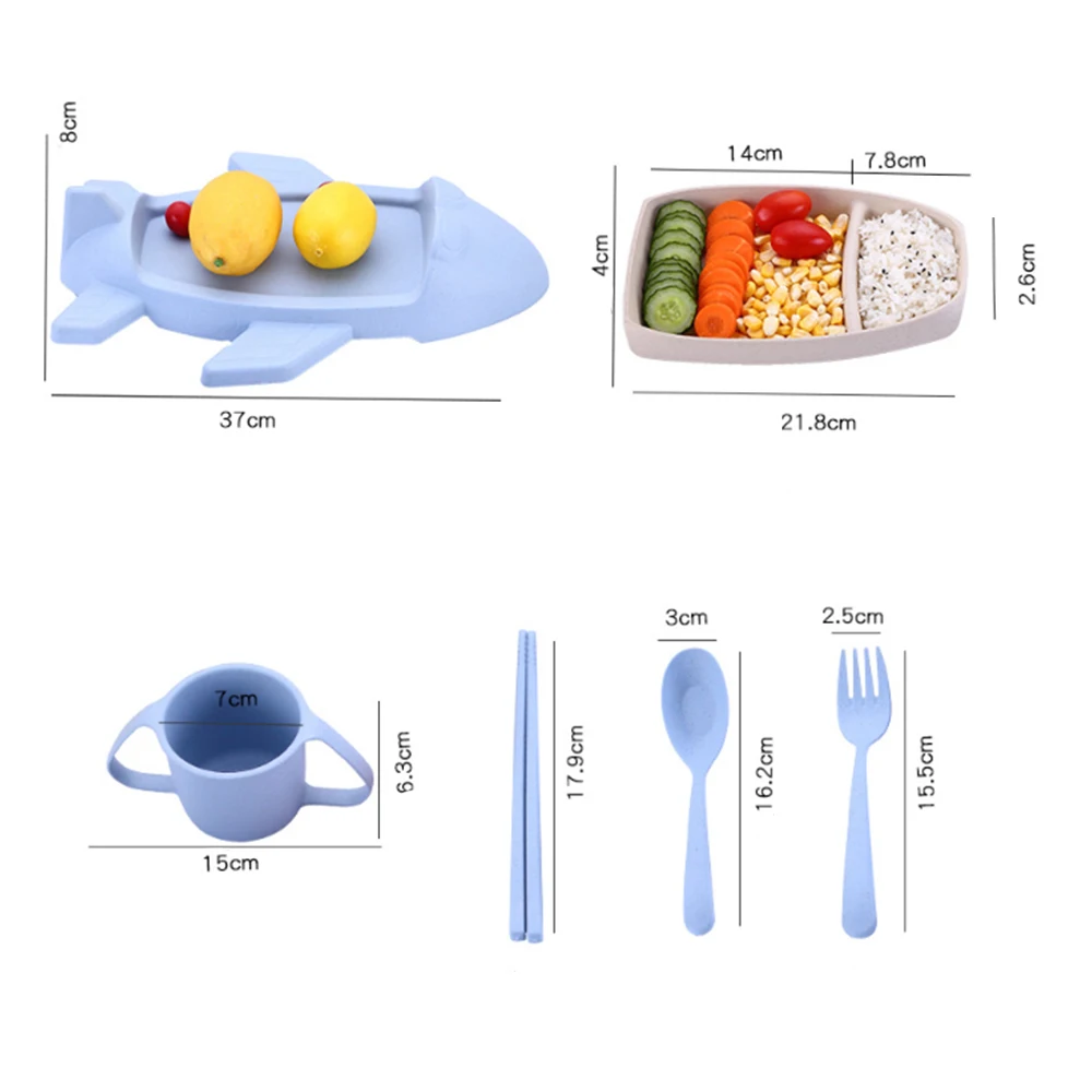 1pc Cute Cartoon Small Chips Snacks Dishware Dishes Bamboo Fiber Plate Aircraft Infant Tableware Children's Dividers Plate
