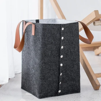 

Promotion! Felt Storage Basket with Open Buttons Dirty Clothes Laundry Basket Foldable Clothing Bags Child Kids Toys Organizer H