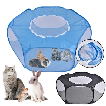 

Transparent Small Animal Cloth Fence Foldable Breathale Pet Fences Cat Rabbit Reptiles Amphiians with Sunroof Tent