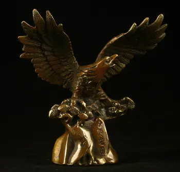 

Exquisite Collection Handmade Old Bronze Vivid Eagle Bird Animal Statue Success Home Furnishing Decoration