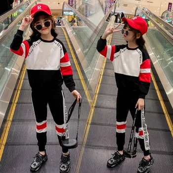 

Children Suits Spring Long Sleeve T-shirt+Pants Tracksuit Cotton Clothes Suit Children's Sports Set girl Boutique Outfits 3-13 Y