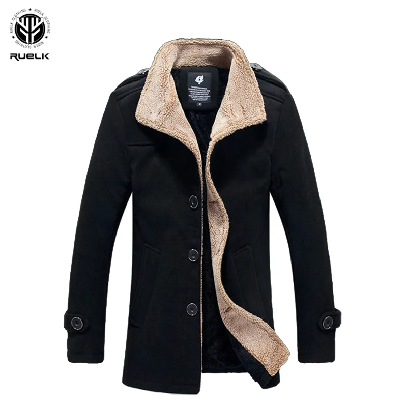 RUELK 2020 Autumn And Winter New Slim And Velvet Men's Coat Korean Men's Windbreaker Lamb Wool Men's Woolen Coat Men Clothing RUELK 2020 Autumn And Winter New Slim And Velvet Men's Coat Korean Men's Windbreaker Lamb Wool Men's Woolen Coat Men Clothing