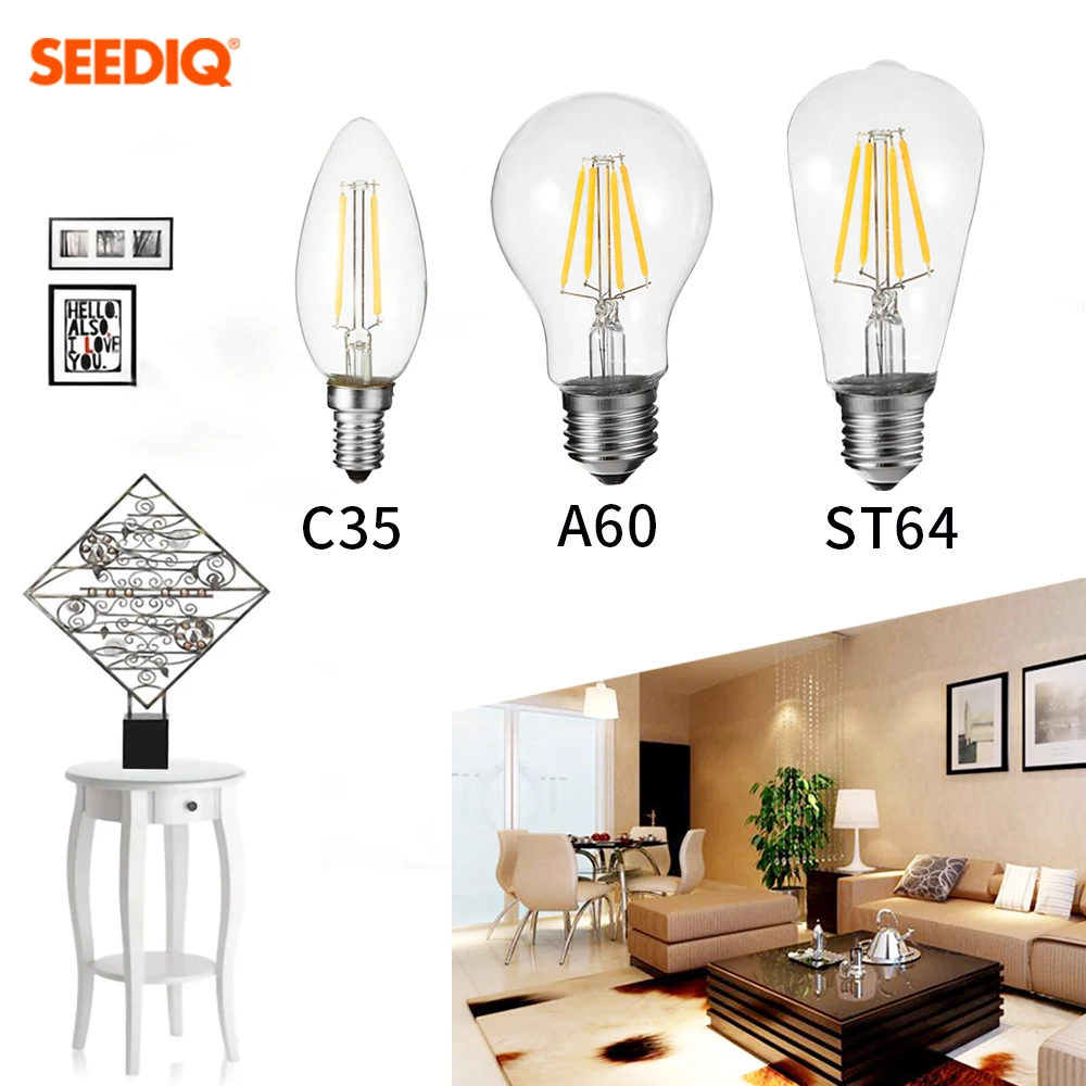 Светодиодная лампа E27 с регулируемой яркостью 220V Винтаж Edison светодиодная 2W 4W 6W 8W