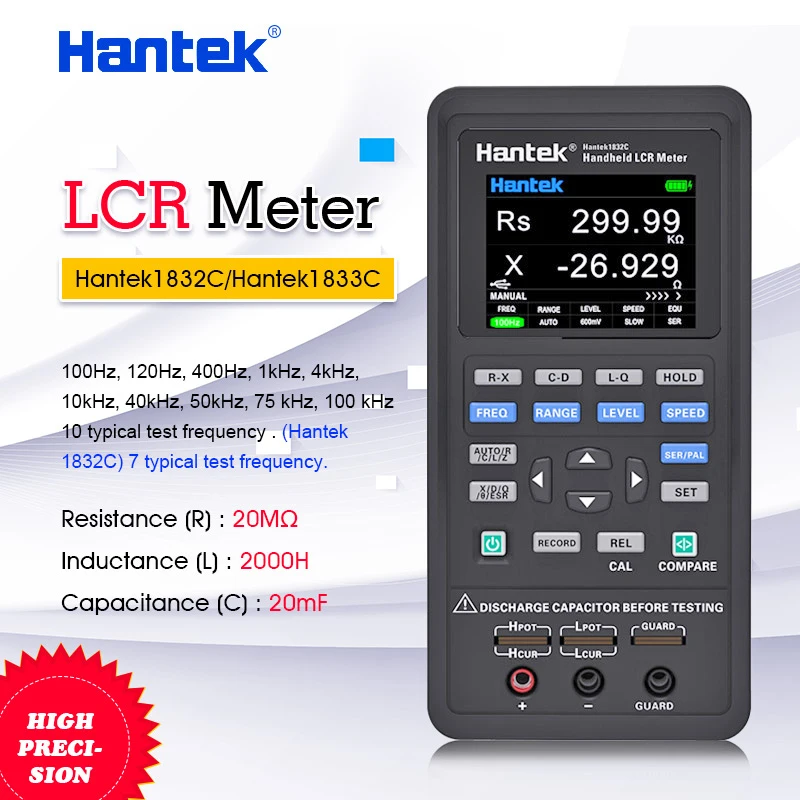 

Hantek1832C/Hantek1833C Digital LCR Meter Portable Handeld Inductance Capacitance Resistance Measurement Tester Tools