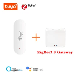 Tuya Zigbee Temperature Humidity Sensor APP Real-time Report Monitoring Work With Alexa Google Home Cooperate Gateway Required