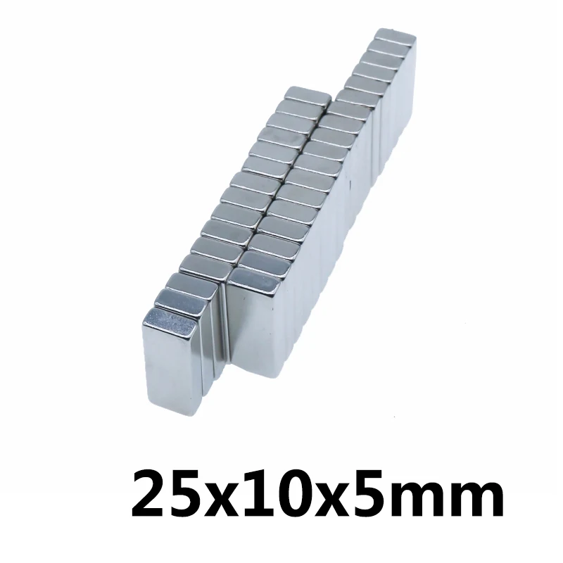 

100/200/300pcs N35 Strong Magnet Craft Permanent 25mmx10mmx5mm NdFeB Neodymium Block 25*10*5mm Rare Earth Magnets Powerful