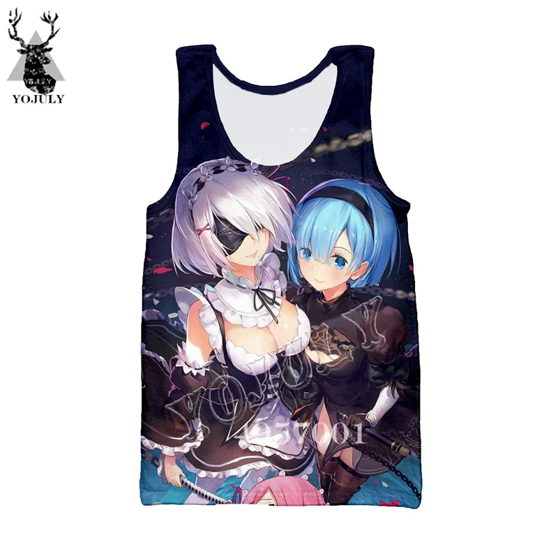 Аниме Re: zero сестры-близнецы, горничные рам и рем, 3D принт, Harajuku, майка, мужская повседневная майка, летняя, унисекс, Забавные топы без рукавов, Y879 - Цвет: 05