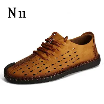 

2020 New Breathable Leather Casual Shoes Men Summer Beach Loafers Slip-on Design Sneakers Flat Outdoor Boat Male Shoe Moccasin