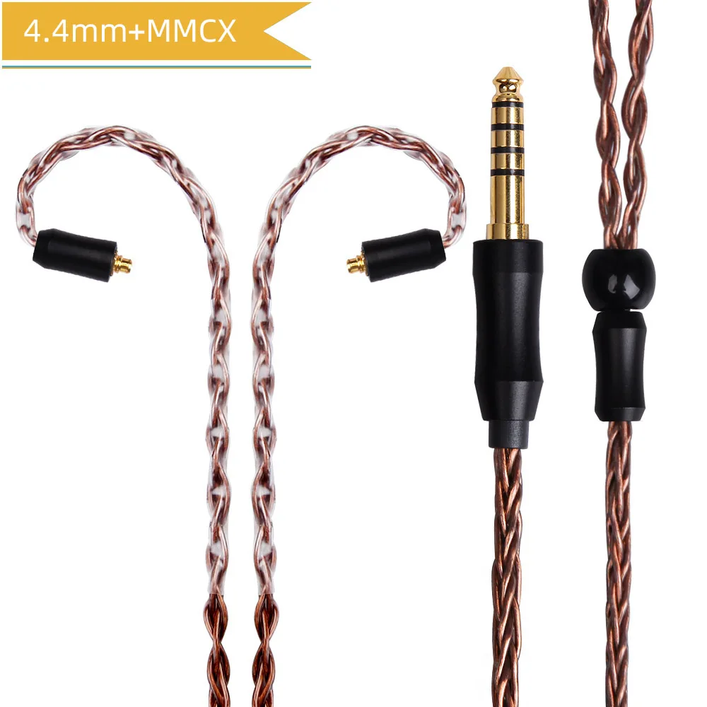 Bronze 4.4mm MMCX FDBRO 8core 2,5/3,5/4,4 мм сбалансированный с серебряным покрытием гарнитуры Кабель наушников аудио провода MMCX 2Pin 0,78 мм кабель для SE215 SE315 SE425 - Цвет: Bronze 4.4mm MMCX