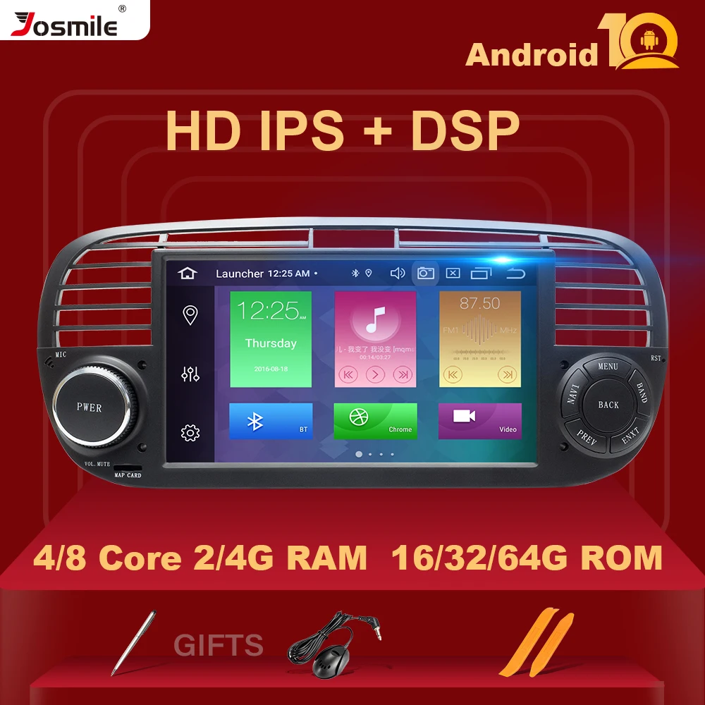 Автомобильный радиоприемник IPS DSP 8 ядер 4 Гб Android 10 0 мультимедийный плеер для FIAT 500