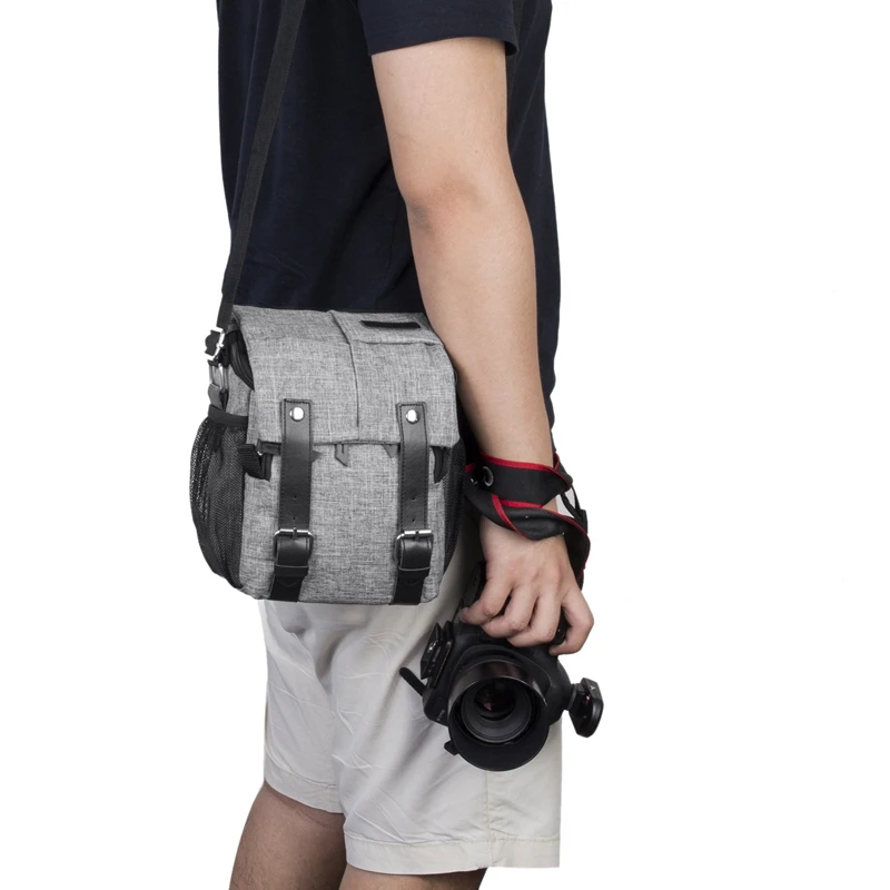 10 дюймов сумка для камеры Водонепроницаемая нейлоновая кожаная отделка Dslr Slr Противоударная мягкая сумка для камеры