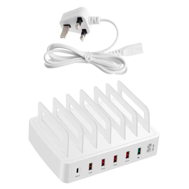Великобритания QC 3,0 станция для зарядки с usb 5 портами usb зарядная док-станция настольная подставка многопортовое зарядное устройство для телефона iPhone 7 iPad samsung - Тип штекера: Великобритания