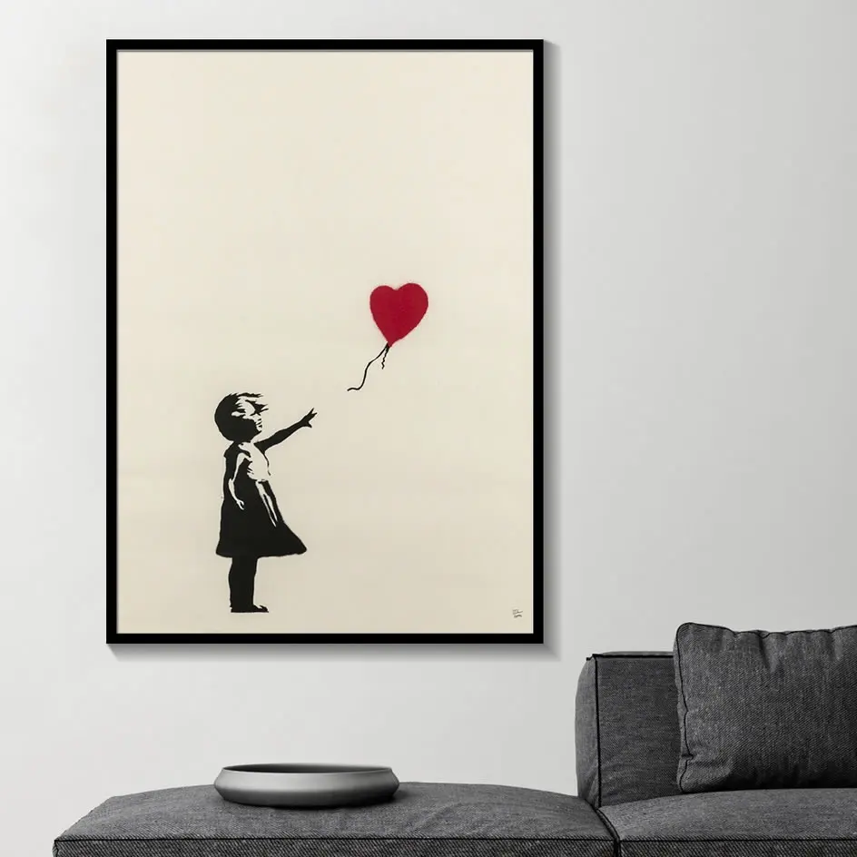 Бэнкси Граффити уличное искусство девушка с воздушным шаром шелковая ткань плакат нордический холст художественный Принт плакат настенное искусство домашний декор