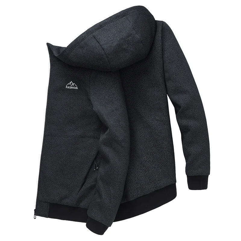 

Fat Man Plus Velvet Thicken Sports Coat Male Plus Fat plus Size Pure Cotton Loose Leisure Jacket Trend Sweater