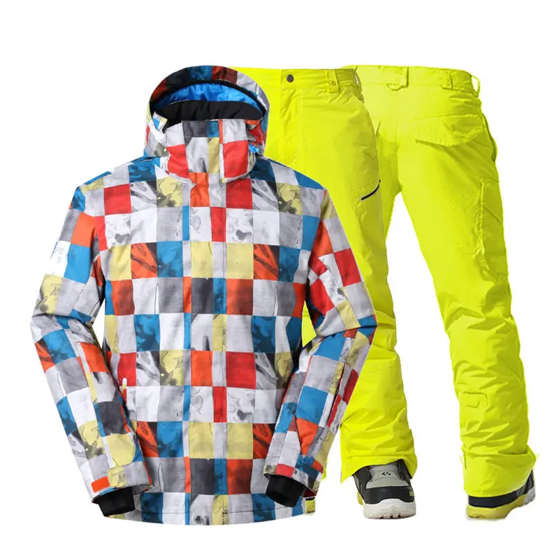 Хороший мужской зимний костюм одежда зимняя спортивная одежда для занятий сноубордингом 10K водонепроницаемая ветрозащитная пропускающая воздух лыжная куртка+ зимние штаны - Цвет: Picture jacket pant