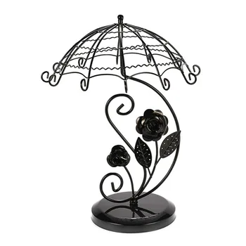 

Home Umbrella Shape Necklace Earring Pendant Fashion Ring Metal Removable Jewelry Display Stand Store Bedroom Ornament Storage