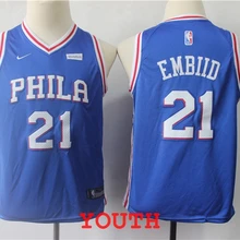 Молодежный детский arrvail высокое качество Philadelphia Joel Embiid 76ers голубой трикотаж