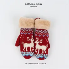 Новинка; Детские милые теплые вязаные перчатки с рождественским оленем; теплые ветрозащитные перчатки; повседневные перчатки ручной работы