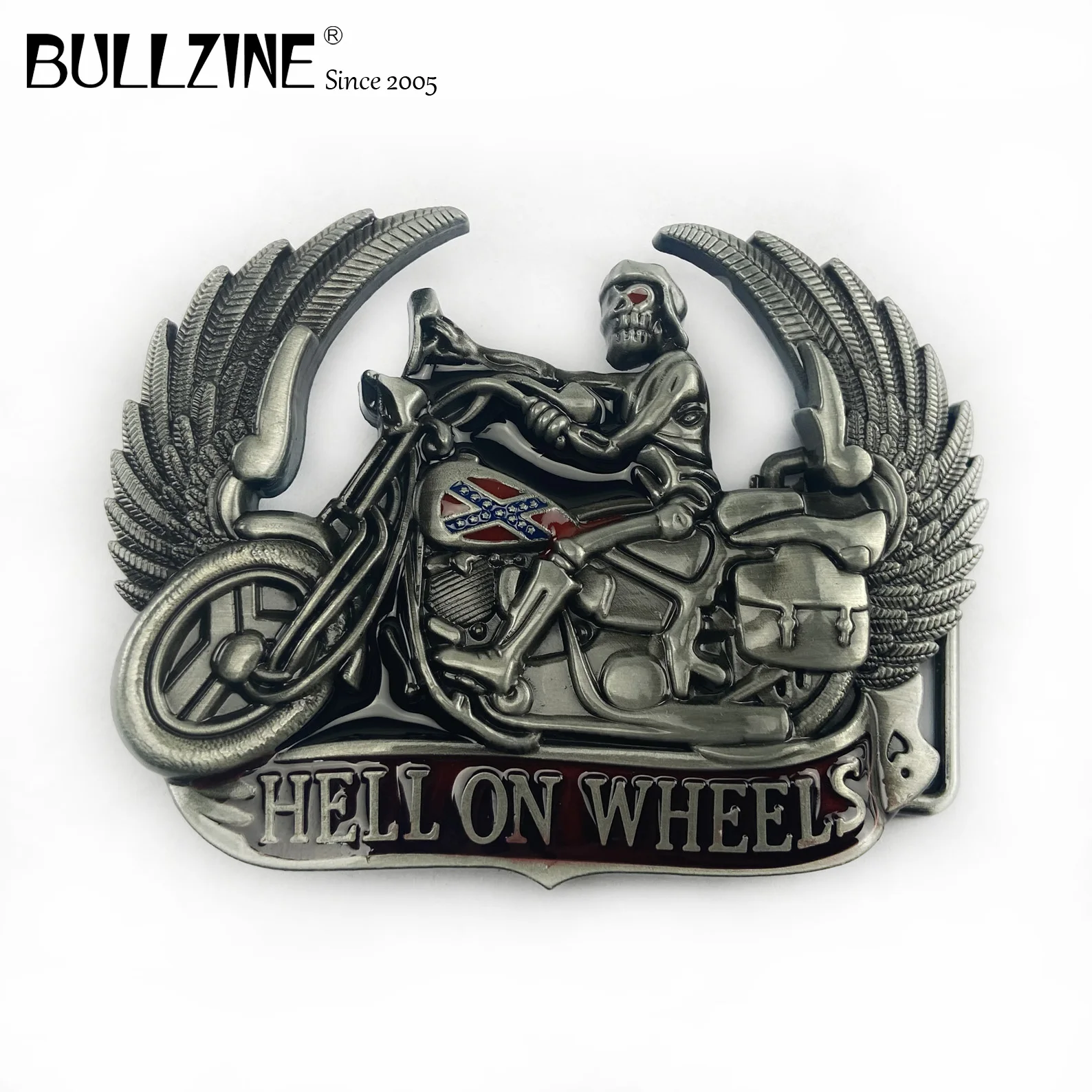 The Bullzine Motor belt buckle with pewter finish FP-02921-1 suitable for 4cm width | Дом и сад