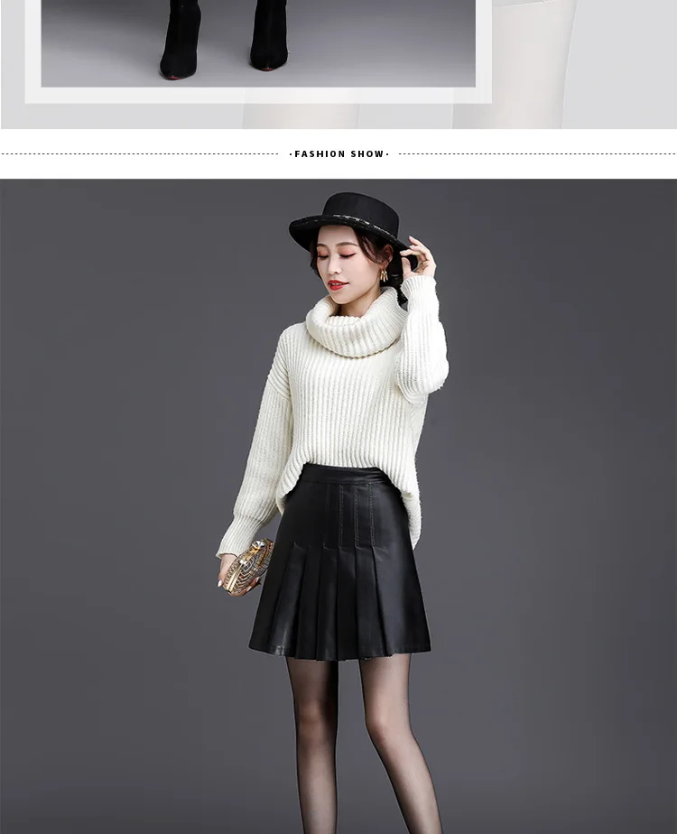 Women Korean High Waist PU Leather Pleated Skirt Office Lady Elegant Chic Plus Size Red Black Faux Leather A-line Mini Skirt 4XL