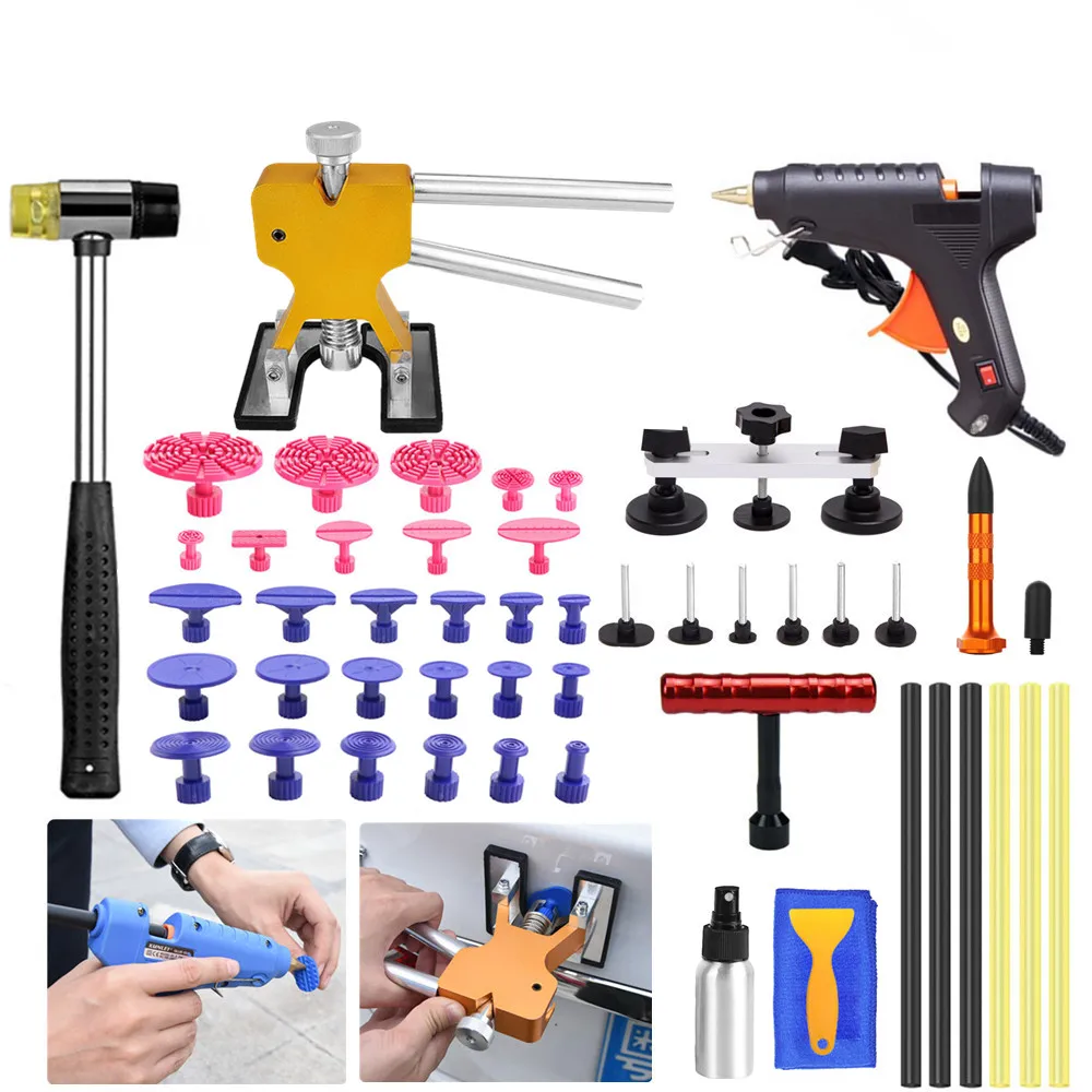 

AUTO REPAIR TOOLS PAINTLESS DENT LIFTER T-BAR PDR TOOLS GLUE GUN TABS CAR BODY REMOVAL KIT   HAIL REMOVA