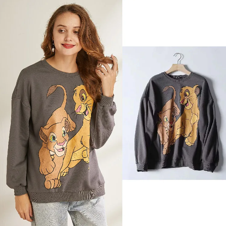 QQ0414 Sweatshirt Толстовка Футболка женская одежда Король Лев толстовки пуловер уличная Дамбо с принтом с капюшоном длинный рукав оверсайз - Цвет: QQ0414 Sweatshirt