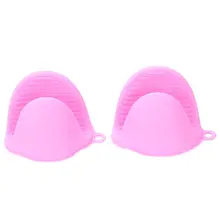 2x мини-рукавицы для духовки Силиконовые термостойкие анти-ожоги перчатки для приготовления пищи зажимные ручки, прихватки и Прихватки розовые