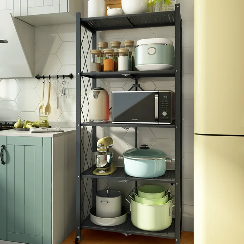  Kitchen microwave racks floor multi-layer storage rack oven household pot rack storage shelf foldab - 4000299764311