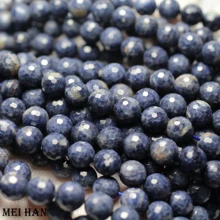 45 бусин/набор) натуральный синий сапфир 8-8,5 мм Граненые Круглые бусины для изготовления ювелирных изделий