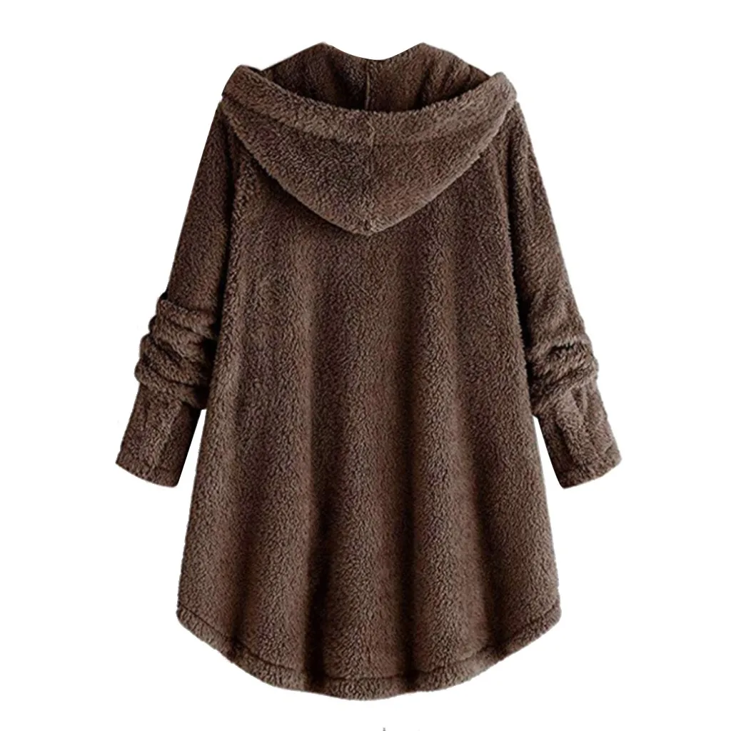 Kawaii moletom feminino sudadera mujer толстовка женская одноцветная флисовая Асимметричная на пуговицах с подолом размера плюс Женская толстовка