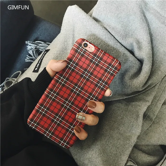 Gimfun винтажный английский сетчатый чехол для телефона для Iphone 11 Pro Max 8 6 7 Plus, Простой ультра тонкий жесткий чехол из поликарбоната для Iphone X Xr Max - Цвет: red