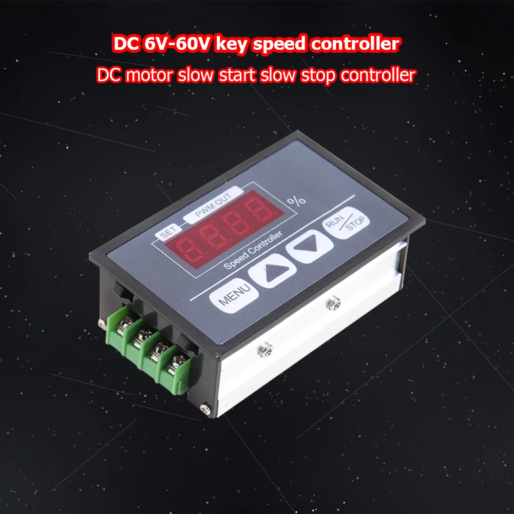DC 30A Motor Speed Governor 6-60V PWM Speed Control Switch Controller  Display 
