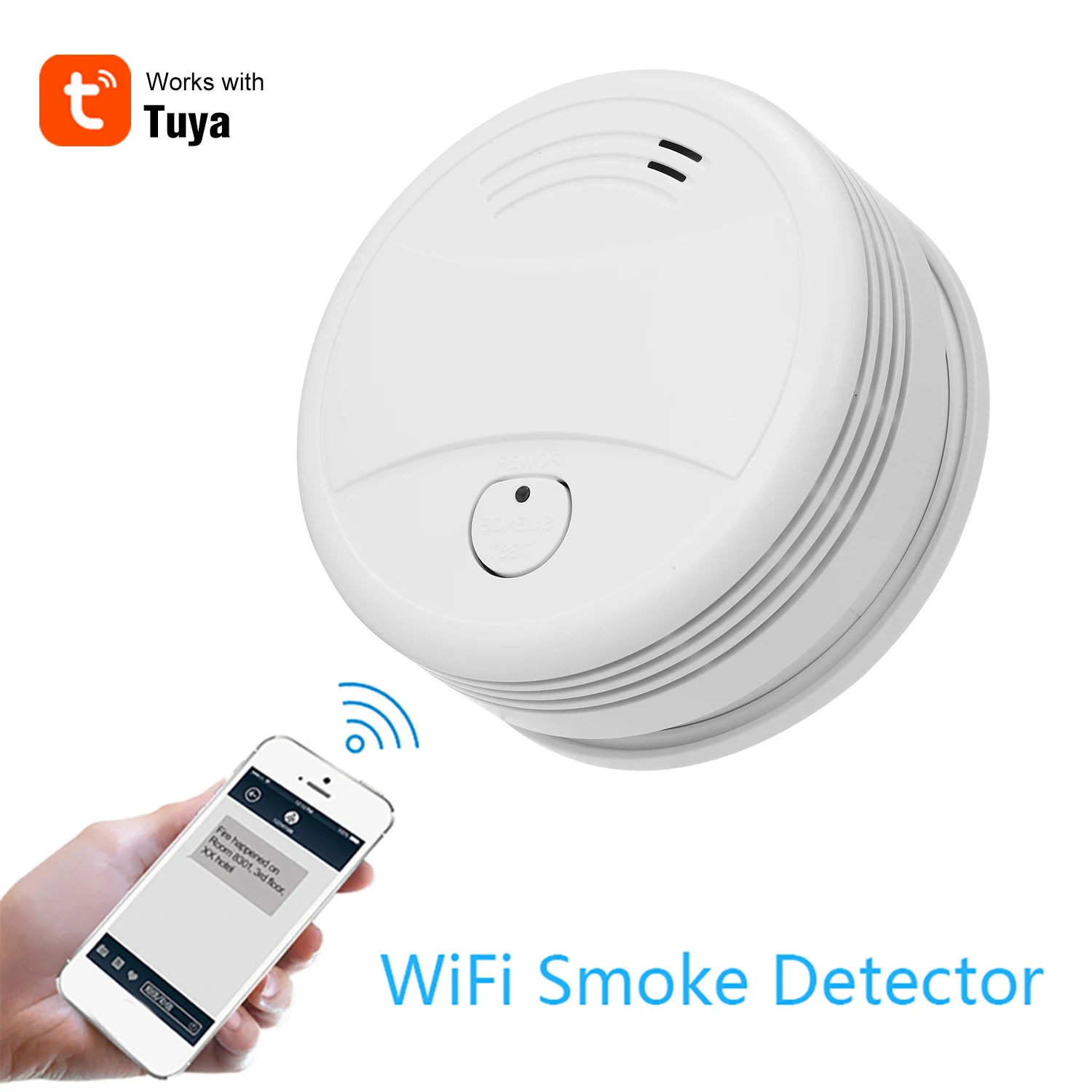 Беспроводной детектор дыма Tuya Интеллектуальный противопожарный датчик с Wi-Fi и