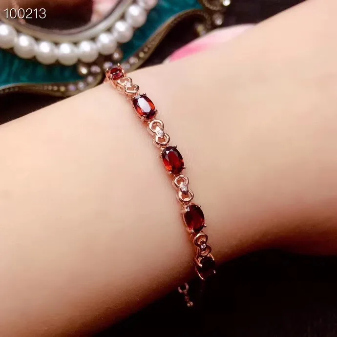 KJJEAXCMY Boutique Jewelry 925 Sterling Silver Inlaid Natural Garnet Ladies  Luxurious Classic Hand Bracelet Support Detection