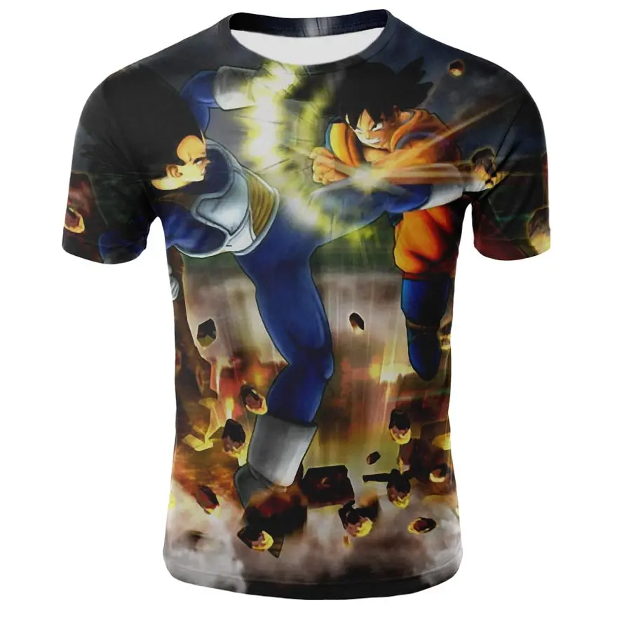 Новейшая Супер Саян 3D печать футболка Dragon Ball Wukong Huang китайский дракон тренд 3D Рубашка летняя спортивная футболка