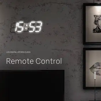 

New Remote Cnotrol Digital Wall Clock Large Time 3D LED Alarm Date Nightlight Table Desk Home Decorate Hang Electronic Clocks