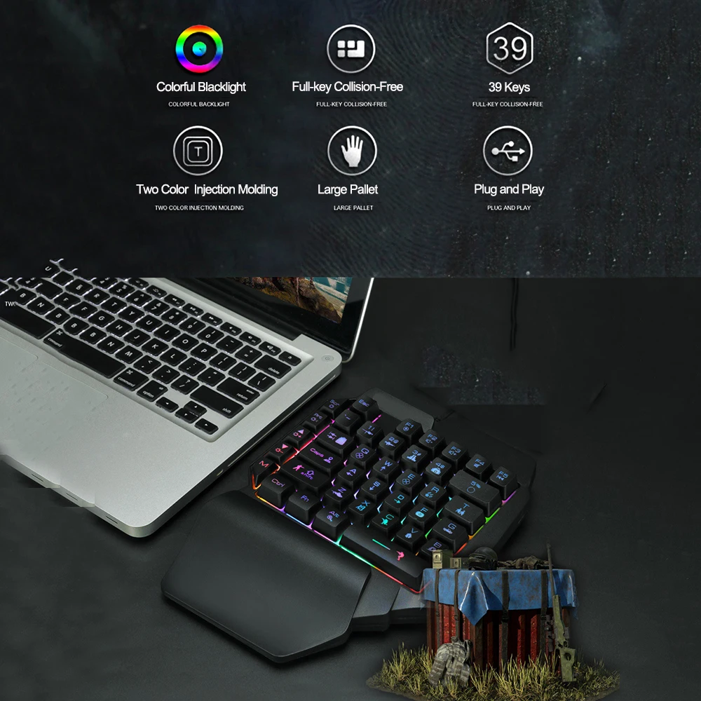 39 Key Mechanical Keyboard Gaming, RGB USB Wired Mouse Gamer Keypad Backlight Game Controller For Gamer Tablet PC Laptop - Image 3