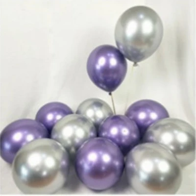 112 шт оптом металлические вечерние шары 12 дюймов разные металлические толстые хромированные латексные шары на день рождения украшения для детского душа - Цвет: Purple and silver