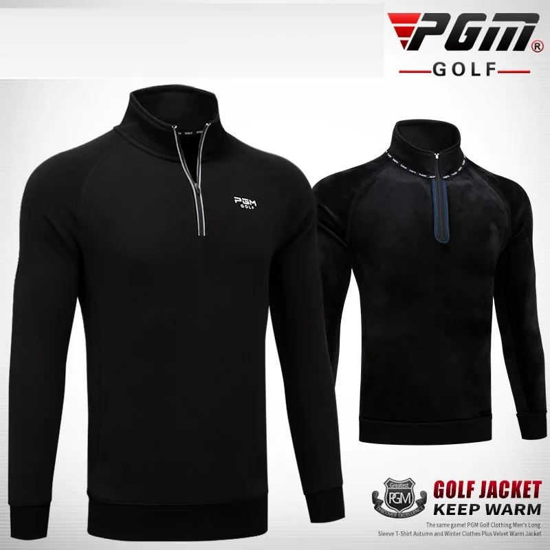 2020 Men Jacket Long Sleeved T-Shirt Plus Velvet Warm Winter Men Golf Clothes Tops Zip Collar Golf Sportswear Windproof M-XXXL