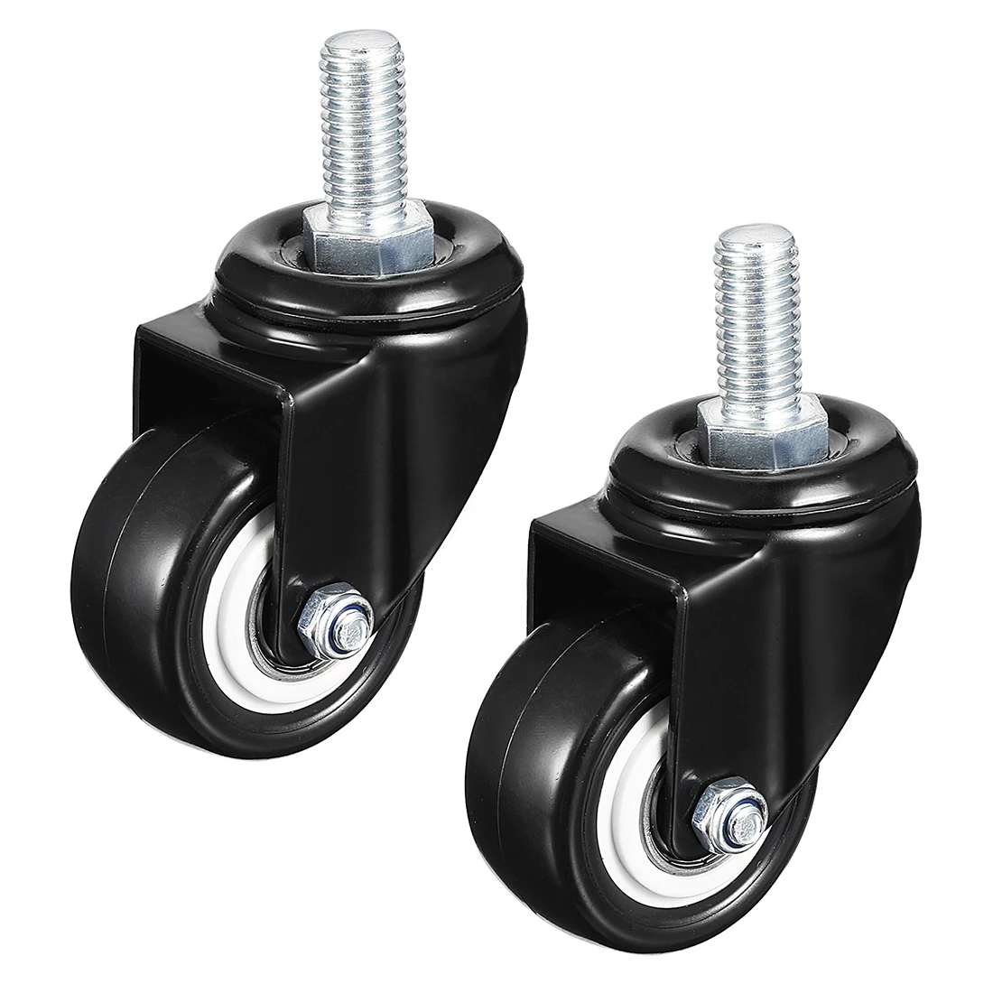 

uxcell 1-4pcs 1.5inch 1.97inch 2inch Swivel Caster Wheels PU 360 Degree M8x25 M10x25 Threaded Stem Caster w Brake no Brake