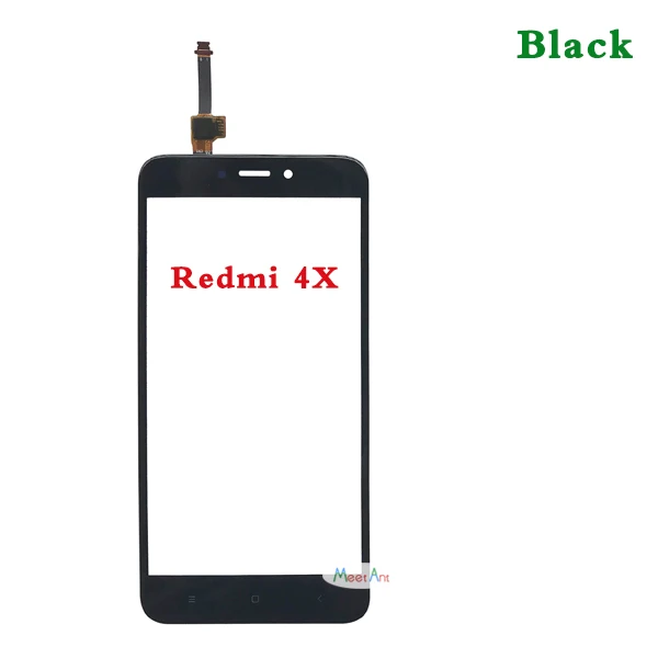 AAA высокое качество 5,0 ''для Xiaomi Redmi 4/4 Pro/4A/4X сенсорный экран дигитайзер сенсор внешняя Передняя стеклянная панель объектива - Цвет: For Redmi 4X Black
