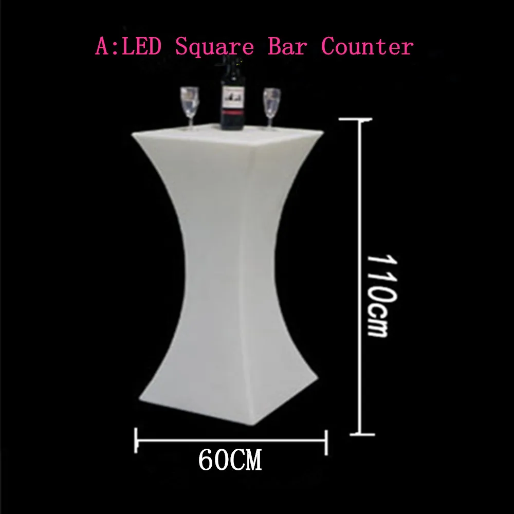 60x60x110cm Перезаряжаемый светодиодный светящийся коктейльный стол IP54 Водонепроницаемый круглый светящийся светодиодный барный стол уличная мебель для бара kTV disco - Цвет: 60x60x110cm