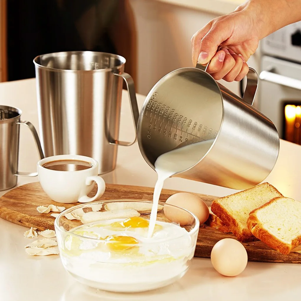 

FenKicyen Measuring Cup With Lid Thick Stainless Steel Milk Mug Kitchen Measurement Tool High Quality Measuring Cup Accessories