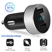 Двойной USB Автомобильное зарядное устройство светодиодный дисплей Авто прикуриватель измеритель напряжения 3.1A автомобильный адаптер зарядного устройства для телефона для iphone 8 Plus samsung