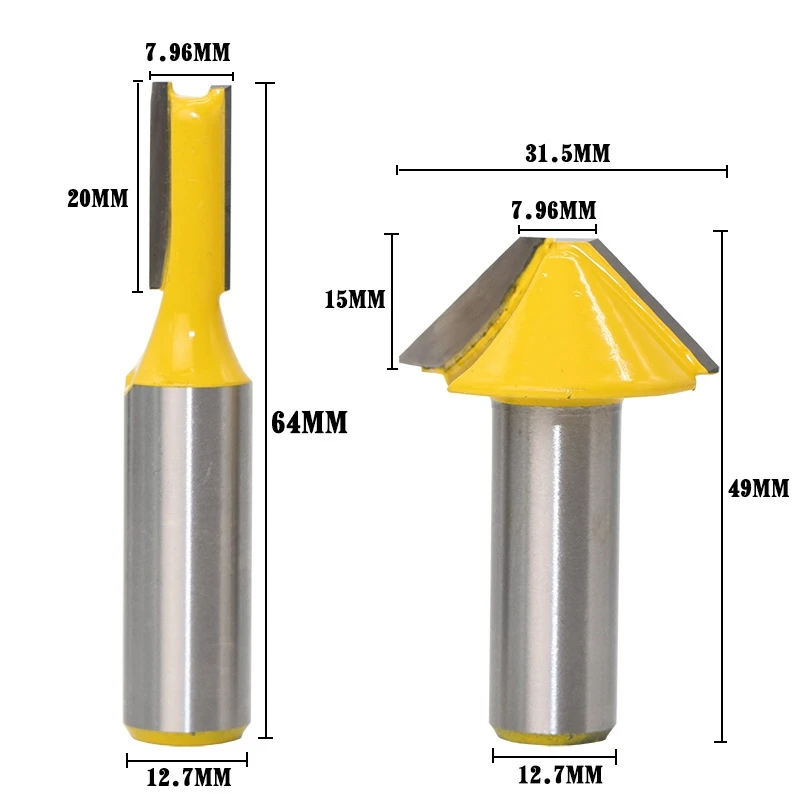 2 pc 1/2" SH Window grill Muntin/Mullion Cutter Router Bit Set woodworking cutter Tenon Cutter for Woodworking Tools